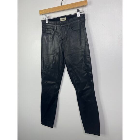 NEW L'agence Akira Ultra High Rise Skinny Jeans Women's Noir Coated Size: 24 - Picture 3 of 9